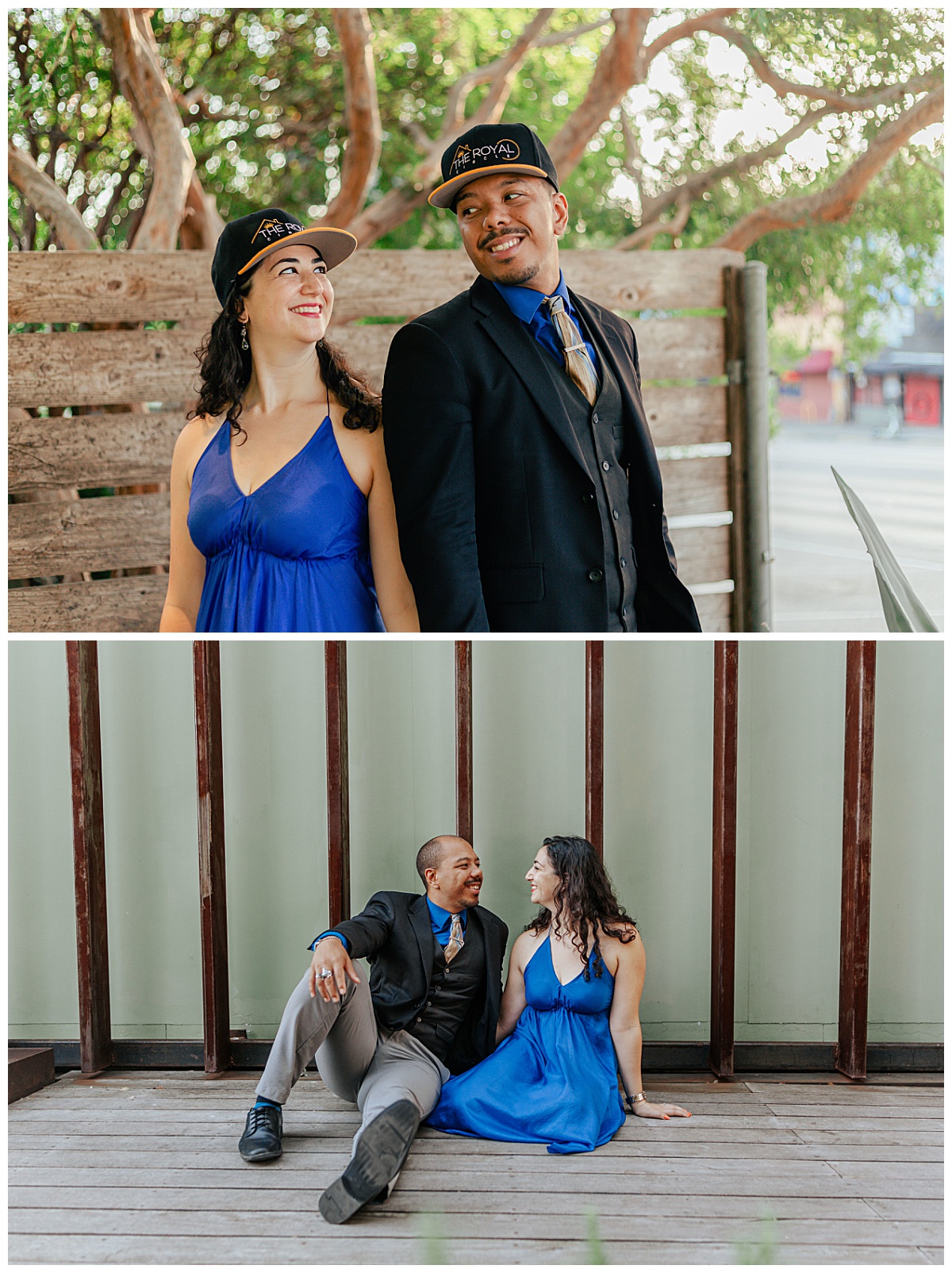 man and woman smiling looking at each other by Ellie Chavez Photography