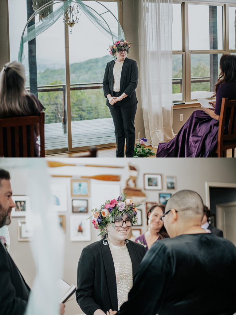 partners face each other during wedding by Ellie Chavez Photography 
