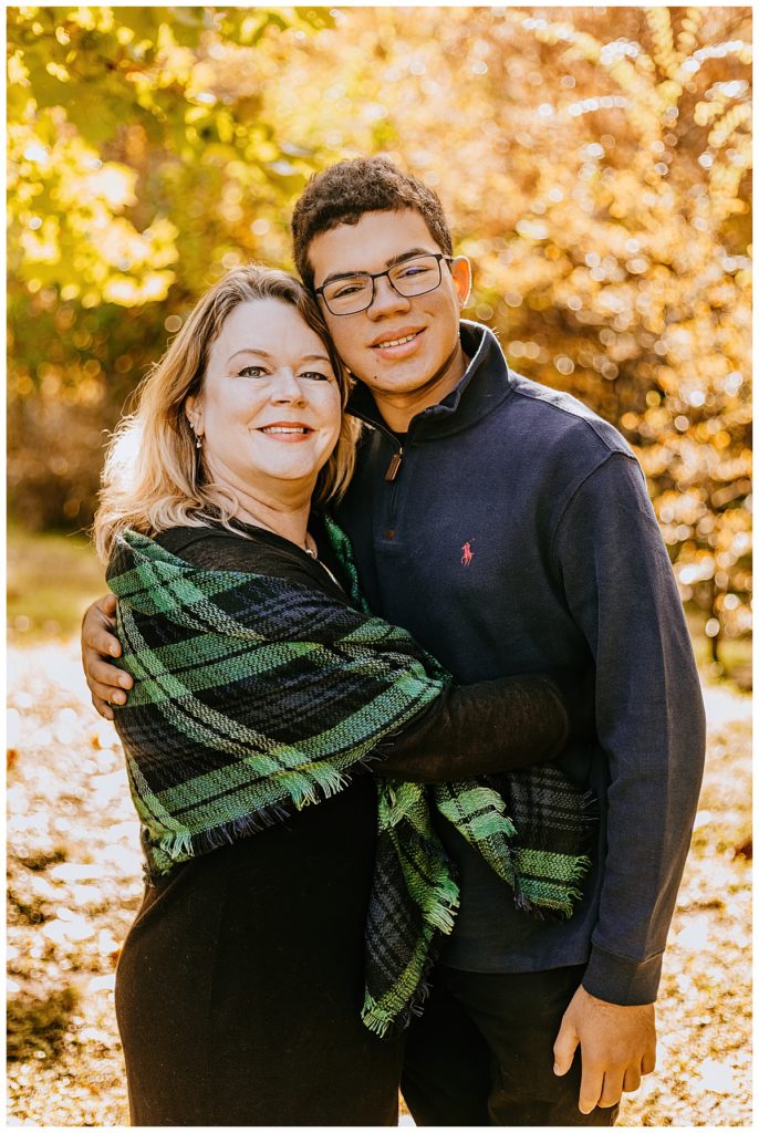 mother and son hug each other for Austin portrait photographer