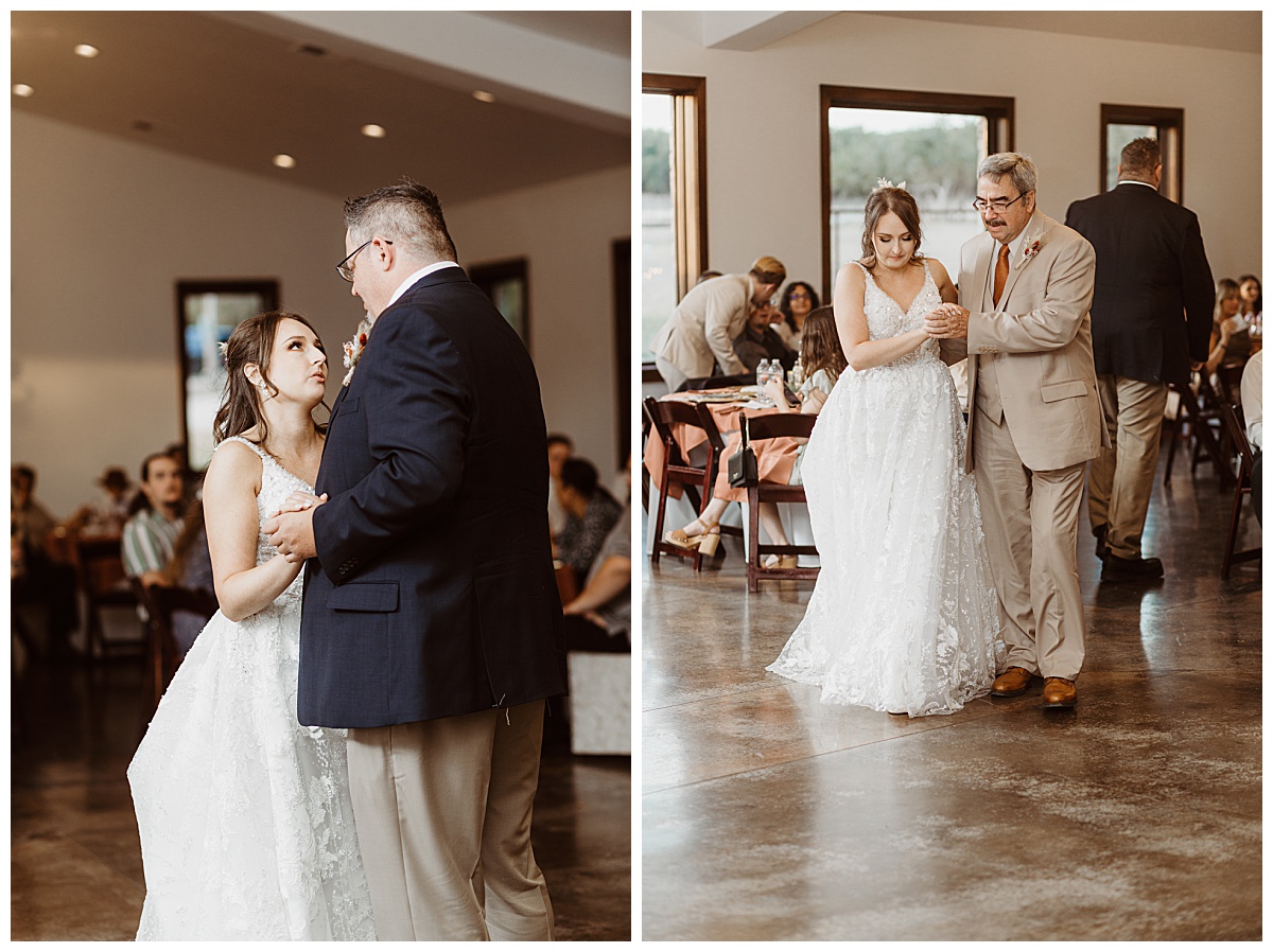 Bride dances with dad and grandpa by Austin wedding photographer