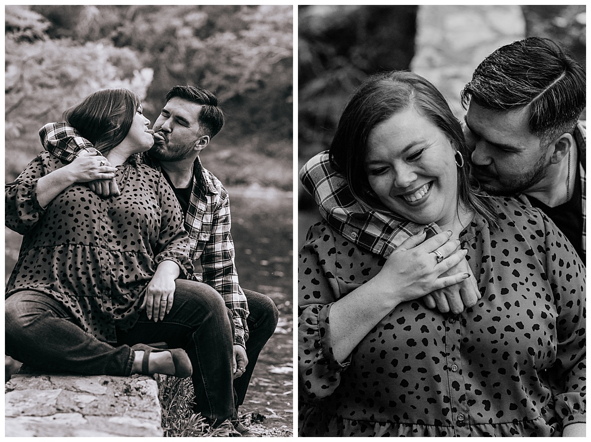 man puts arm around woman and they laugh by Ellie Chavez Photography