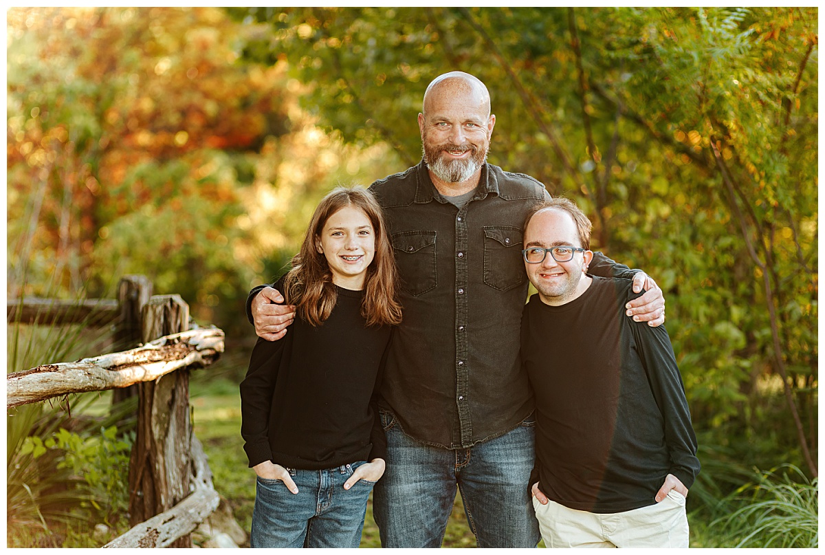 dad hugs two kids at Bull Creek Family Session